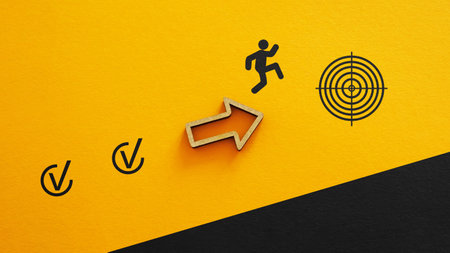 Goals achievement and business success. Task completion. Goal setting and progress in business or education conceptの写真素材