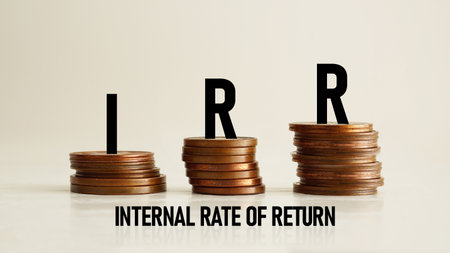 IRR internal rate of return is shown using a text as financial conceptの写真素材