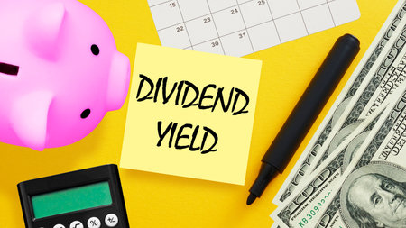 Dividend yield is shown as financial and business conceptの写真素材