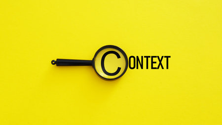 Contextual advertisement or conversation. A magnifying glass is positioned over the word Contextの写真素材