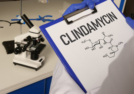 Clindamycin is an antibiotic used to treat bacterial infections caused by susceptible microorganisms such as streptococci, staphylococci and anaerobesの写真素材
