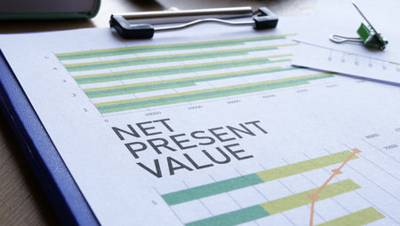 NPV Net Present Value is shown as financial and business conceptの写真素材