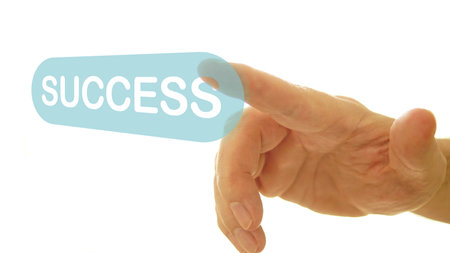 Success Button Being Pressed - Career Progress, Personal Development and Inspirational Conceptの写真素材