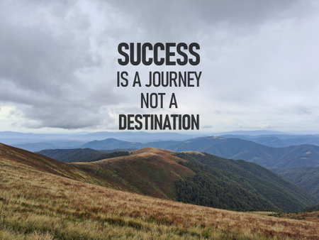 Success is a journey not a destination - inspirational phrase is shown using a textの写真素材