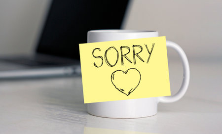 Sticker with sorry inscription and heart as I'm sorry letteringの写真素材