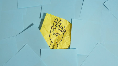 Seeking Help Concept - Raised Hand Surrounded by Paper. Mental Overload, Crisis and Depression - Mental Health Support Awarenessの写真素材