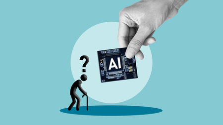 Senior People Facing Artificial Intelligence Technology, Challenges of Digital Adaptation, AI Integration and Generational Technology Gap Conceptの写真素材