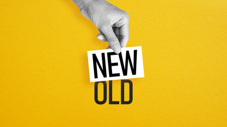 New Replacing Old Concept, Change Management, Innovation and Transformation, Business Renewal, Modernization, Upgrade and Transition from Outdated to New Solutionsの写真素材