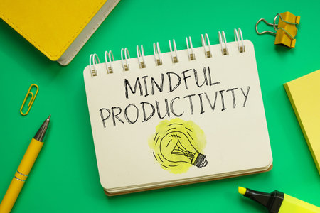 Mindful Productivity Concept Promoting Focused Work, Intentional Time Management, Mental Clarity, Sustainable Performance, Work Life Balance, Deep Concentration and Stress Free Eff