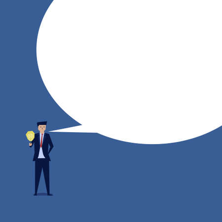 Businessman hold idea and big message bulb on the side.のイラスト素材