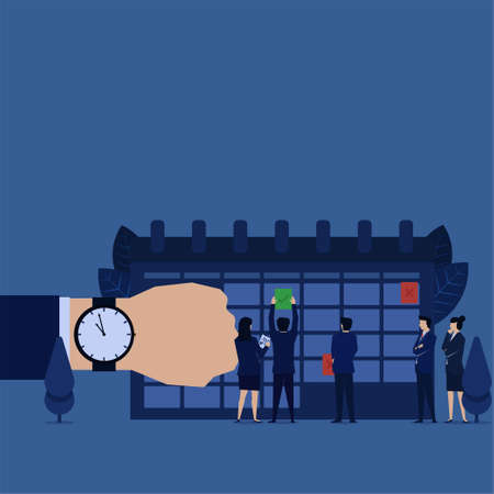 Business team give check mark and cross mark on schedule calendar.のイラスト素材