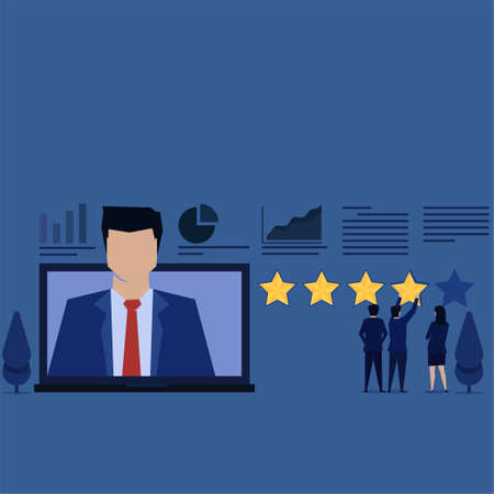 Business team give rating for a job from freelancer.のイラスト素材