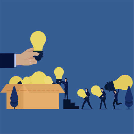 Business team bring ideas to box metaphor of aspirations.のイラスト素材