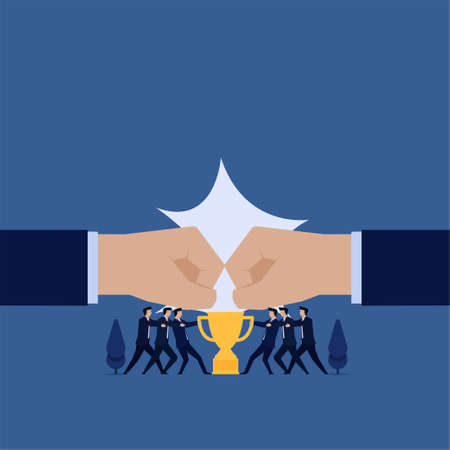 Business team fight for trophy metaphor of competition.のイラスト素材