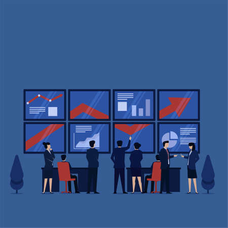 Business flat vector concept team learn from infographic and report.のイラスト素材