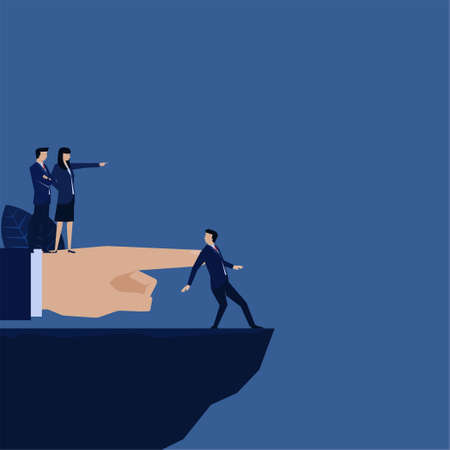 Business manager fired employee and send to gap metaphor of eliminate.のイラスト素材