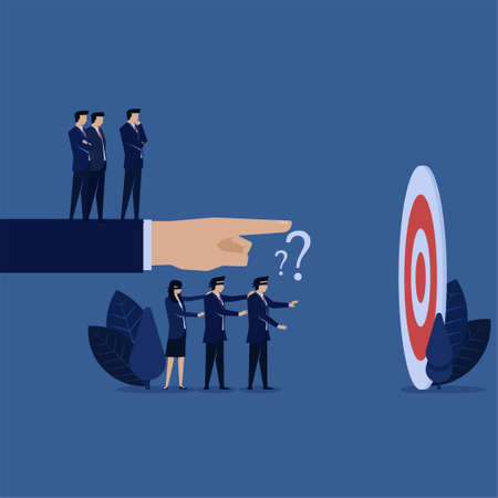 Blind manager directing his employee into target.のイラスト素材