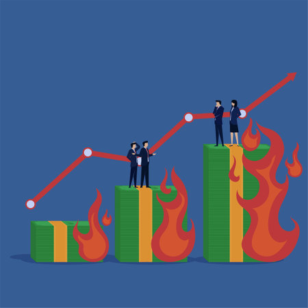 Business flat vector concept money burn for economic growth on start-up.