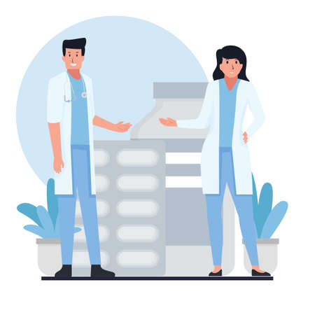 Muslim man stand next to alms box on mosque.のイラスト素材