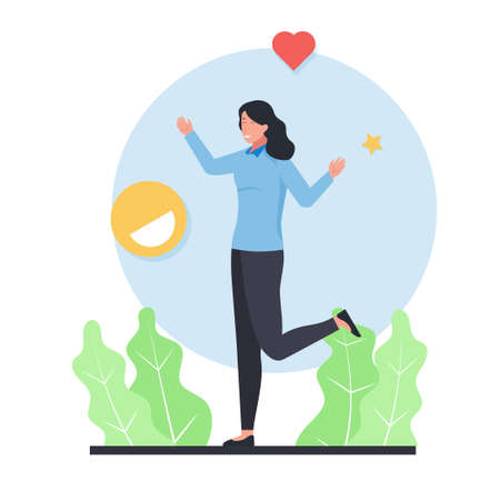 Man with happy gesture and smile love icon aroundのイラスト素材