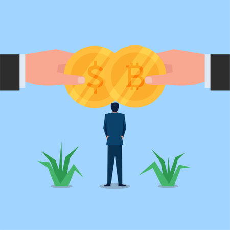 Businessman people discuss about money and bitcoinのイラスト素材