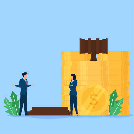 Two people negotiate about law with moneyのイラスト素材