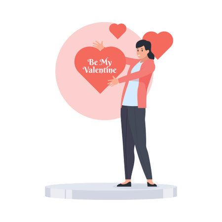 Valentine's day greeting card. Vector illustration in flat styleのイラスト素材