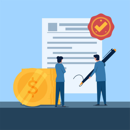 Business manager sign on obligation. Business flat vector concept illustration.のイラスト素材