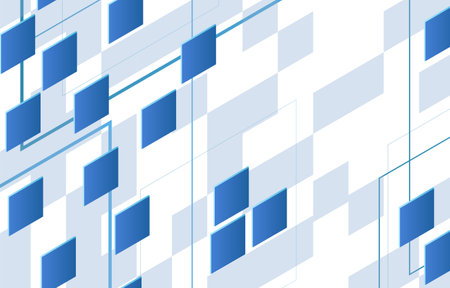 Blue Square Geometric Tech Flat Background Template. Background template with an elegant design concept, minimal style composition for banner, flayer, etc.のイラスト素材