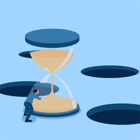 People are careful pushing the hourglass through the hole, the metaphor from time management. Simple...