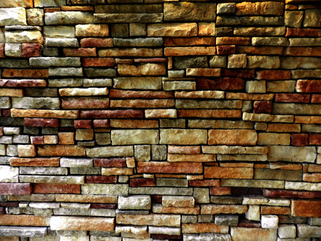 Multi colored outdoor brick wall texture background - close upの写真素材