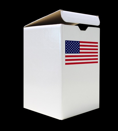 American box. Isolated on black の写真素材