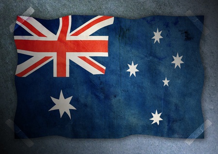 australian flag on cement wall の写真素材