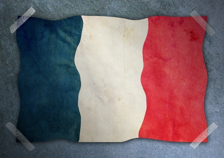 france flag on cement wall の写真素材