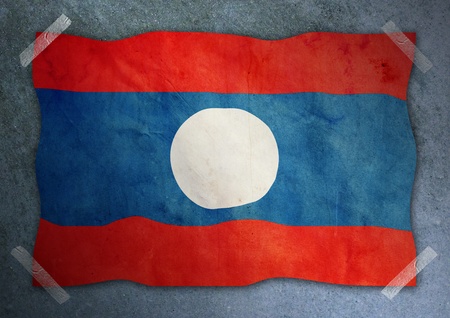 laos flag on cement wall の写真素材