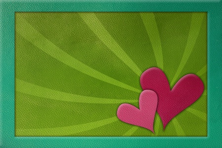 heart on leather background の写真素材
