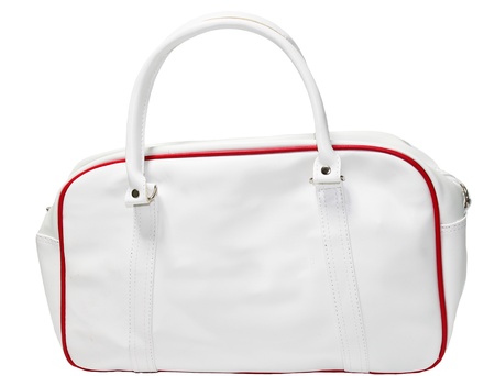 White red leather bag の写真素材