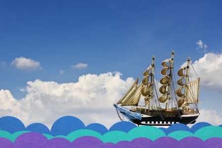 ship in the seaの写真素材