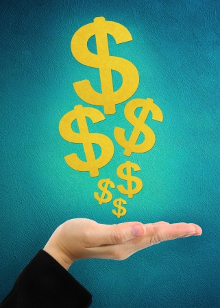  dollar sign in hand businessの写真素材