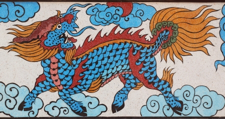 dragon  on the temple wallのeditorial素材