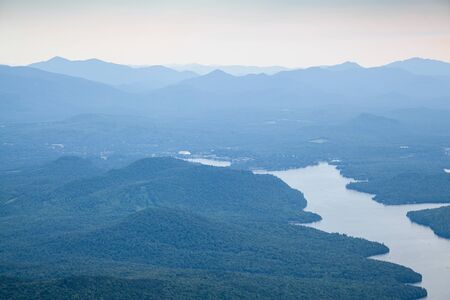 Rocks and Adirondack Mountains viewの写真素材