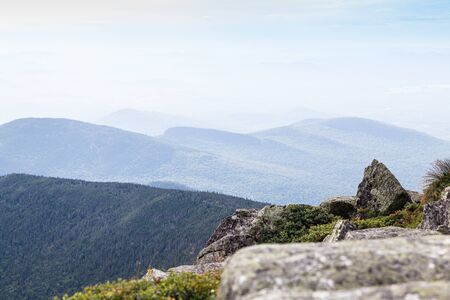 Rocks and Adirondack Mountains viewの写真素材