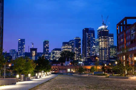 Night view of Montreals downtownの写真素材