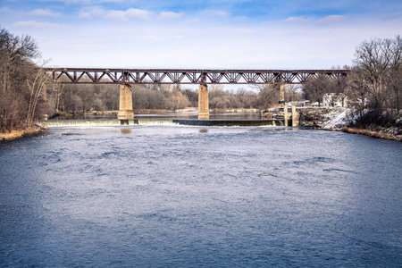 Railway bridge in winter Paris Ontario