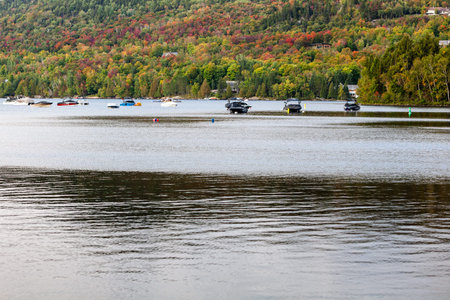 The resort on the lake with mountains