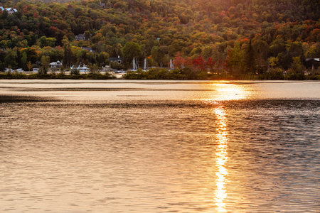 The resort on the lake with mountains