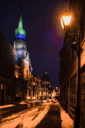 Street in Montreal Quebec Canada in winterの写真素材