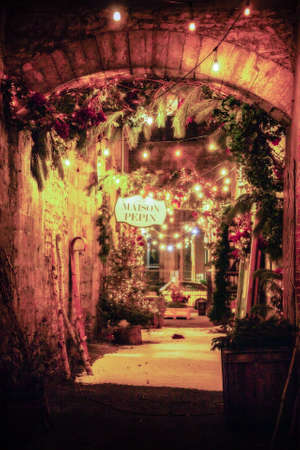 Old market place in Old Montreal districtの写真素材