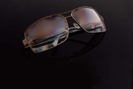Sunglasses isolated on black background.の写真素材