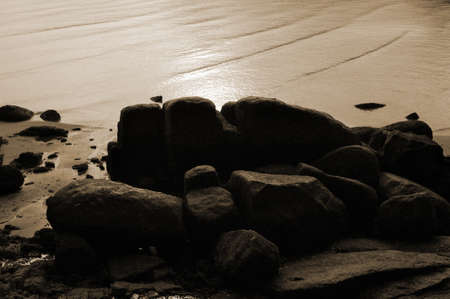 seaside with stonesの写真素材